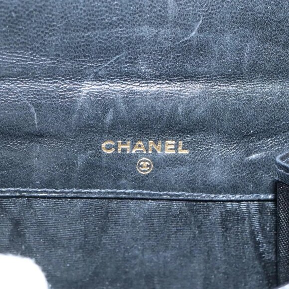 CHANEL Bifold Wallet Lamb Skin Black CC Auth - Picture 10 of 16